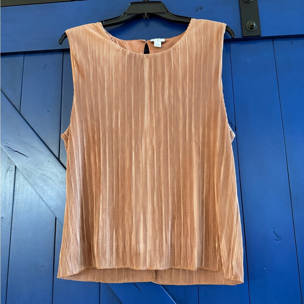 J.Crew Pleated Sleeveless Top in Golden Tan - Women’s Large